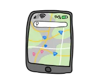 スマホに映るマップのイラスト画像